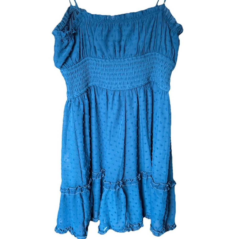 Trixxi Francesca's Ezra Clip Dot Mini Babydoll Dress Teal‎ Size Large Y2K - Picture 6 of 7